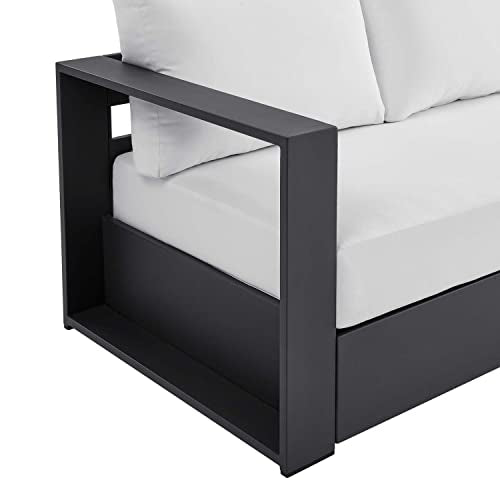 Modway Tahoe Aluminum Outdoor Patio Sofa in Gray White