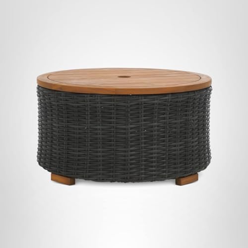 SAFAVIEH Couture Collection Anguilla Dark Grey Faux Wicker Indoor/Outdoor Storage Coffee Table (Fully Assembled)
