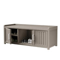 Trygoal Storage Bench - Waterproof Resin Shoe Bench with Adjustable Shelves - Indoor & Outdoor Use, 2 Doors Entryway Bench with Hidden Storage Space - Storage Cabinet for Bedroom, Hallway, Grey
