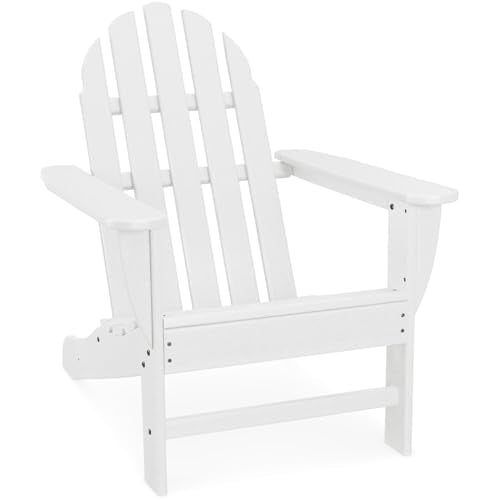Hanover Classic Adirondack Chair, All-Weather HDPE Outdoor Furniture, Eco-Friendly, Durable Outdoor Patio Seating, White