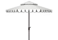 SAFAVIEH Outdoor - Venice 9-Foot Double-Top Patio Umbrella - Ivory & Black Canopy - Brown Aluminum Pole - Double-Top Vented Scallop Trim - Ideal for Patio, Deck, Poolside, Backyard (PAT8210E)