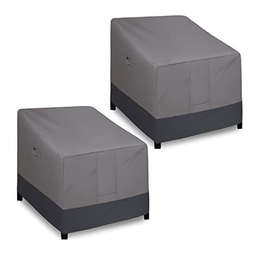 Easy-Going Outdoor Chair Cover Waterproof, Heavy Duty Patio Chair Cover, Windproof Outdoor Furniture Cover with Air Vent (2 Pack-35Wx38Dx31H inch, Gray/Dark Gray)