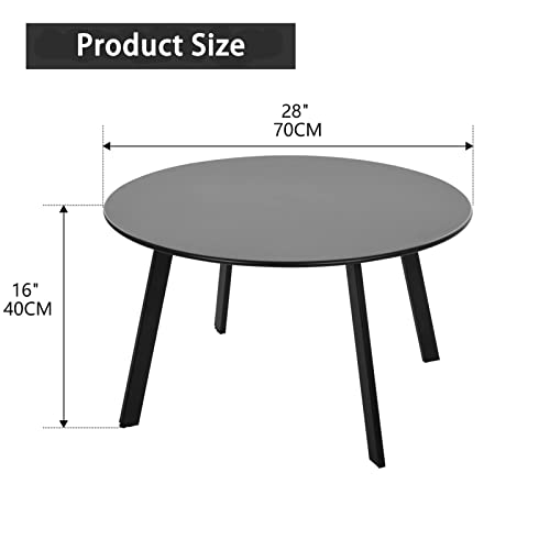 juserox Patio Coffee Table - Metal Steel Outdoor Round Table Weather Resistant Anti-Rust Table (Black)