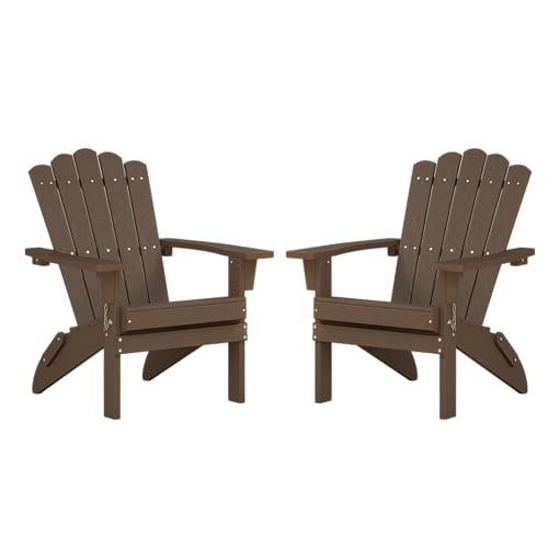 ACUEL Adirondack Chairs, Folding Chairs Set of 2, Weather-Resistant Patio Chair with Wide Armrests & High Backrest, Fire Pit Chair for Garden, Backyard, Porch