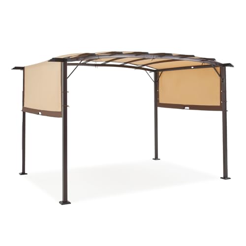 AECOJOY Pergola 9' x 12' Outdoor Pergolas, Pergolas and Gazebo Clearance, Retractable Metal Pergola with Sun Shade Canopy for Patio, Backyard, Garden