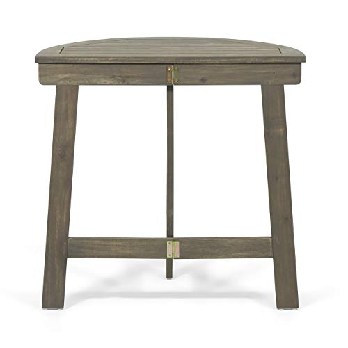 Christopher Knight Home Westmo Outdoor 2 Seater Half-Round Folding Acacia Wood Bistro Set, Gray