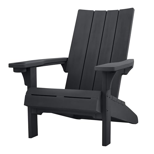 Keter Modern Adirondack Chair – Made in the USA, Weather‑Resistant Resin Outdoor Patio Chair, Sleek Contemporary Design, Durable All‑Weather Seating for Deck, Lawn & Backyard – Graphite