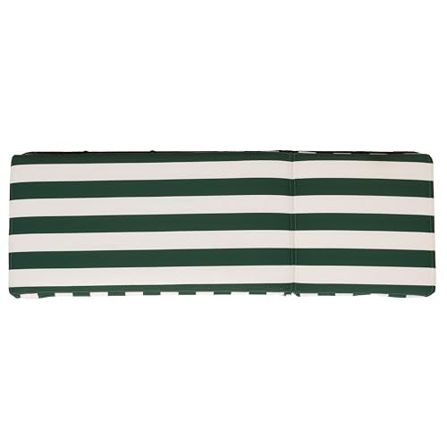 SAFAVIEH Outdoor - Gillian Chaise Lounge Chair - Heather Tan & Hunter Green Stripe - Steel and Woven Rope - Adjustable 5-Position Backrest - Ideal for Patio, Deck, Poolside, Backyard (PAT7527H)