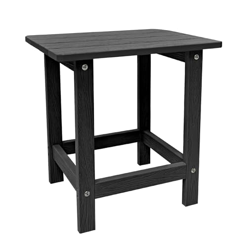 Meluvici Outdoor Side Table, HDPS Single Adirondack Side Table Weather Resistant, Outside Table for Adirondack Chair, Outside End Table for Patio, Pool, Deck, Porch, Patio or Indoor Use, Black
