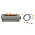 48-inch Fire Table with Natural Gas Conversion Kit, 50,000BTU Outdoor Modern Patio Fire Pit Table w/Rectangular Burner Lid, Glass Rocks, Cover