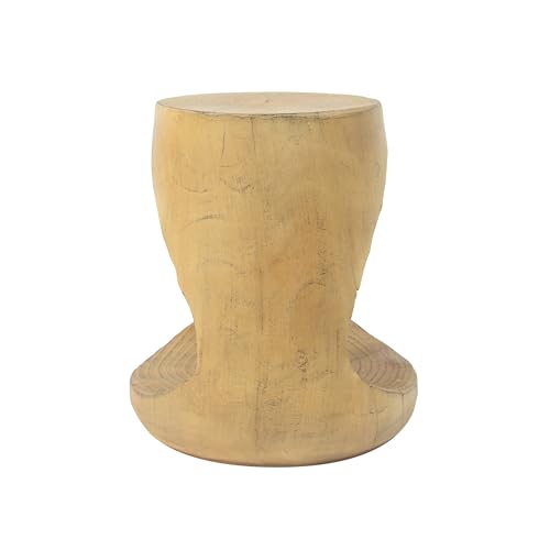 Christopher Knight Home Outdoor Side Table,Hollow Design End Table,Patio Garden Stool Table,Decorative Accent Table for Patio Balcony Beach Pool Side,Lightweight Concrete,Wood Like Texture,Natural
