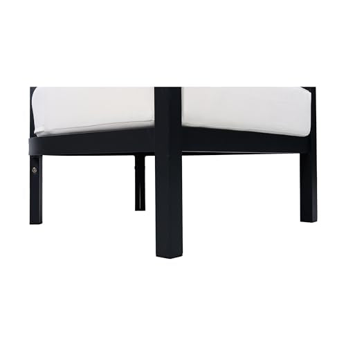 Christopher Knight Home Lula Aluminum Lounge Chair Outdoor Set of 2 with Removable Cushion, Metal Frame Patio Accent Chair, Patio Garden Comfy Reading Chair, Beige+Black
