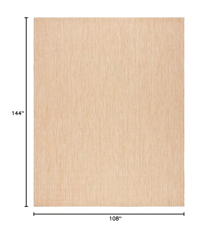 SAFAVIEH Washable Rug Outdoor Courtyard Collection - 9' x 12', Natural & Cream, Non-Shedding & Easy Cleaning, Ideal for Patio, Backyard, Mudroom (CY8022-03012)
