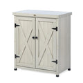 HABAU Outdoor Storage Cabinets Weatherproof for Patio, Garden Work Bench with Shelves & Metal Tabletop, Wooden Potting Table Workstation
