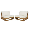 SAFAVIEH Outdoor - Duncan Chair Set of 2 - Natural & Beige Solid Wood - Weather Resistant - Ideal for Patio, Deck, Backyard, 32.68" W x 34" D x 24.4" H (PAT7336A-SET2)