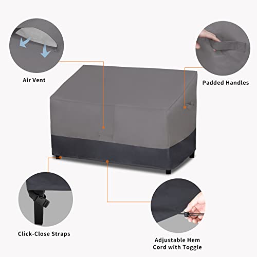 Easy-Going Waterproof Outdoor Loveseat Cover Heavy Duty Patio Furniture Couch Cover Windproof Durable (54Wx38Dx35H inch, Gray/Dark Gray)
