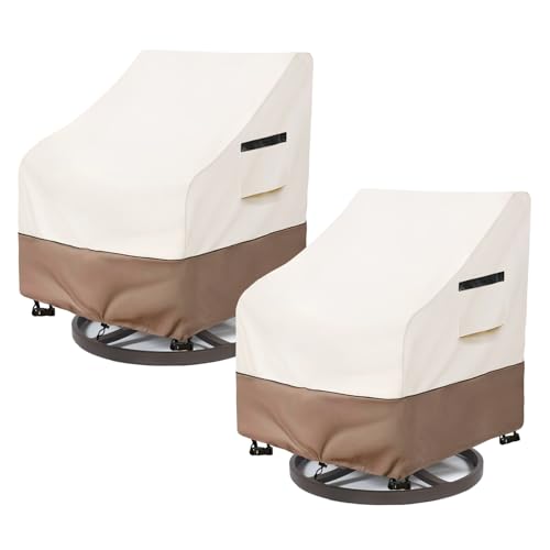 SoloToo Patio Chair Covers Waterproof Heavy Duty Patio Furniture Covers, 33W x 35D x 36H Inches Swivel Outdoor Chair Cover 2 Pack (Beige)