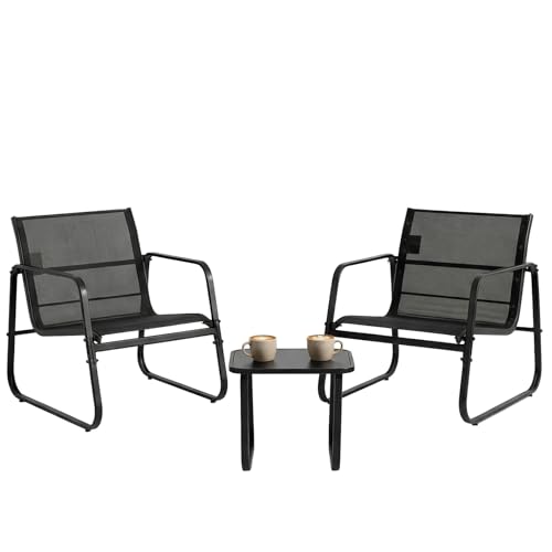DUMOS 3 Piece Patio Furniture Set，Outdoor Patio Furniture Set with Table and Chairs, Patio Sectional Bistro Sets for Lawn, Garden, Balcony, Poolside Blake