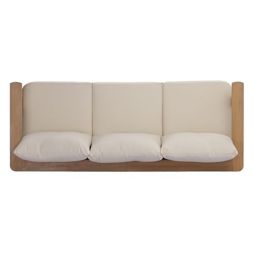 Christopher Knight Home Zunzi 8-Seater Patio Furniture Set with Removable Cushion, 5 Piece Outdoor Acacia Wood Conversation Set, Wooden Outdoor Sectional Sofa Set with Coffee Table, Cream+Light Teak