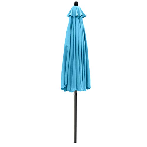 ABCCANOPY 9ft Scalloped Patio Umbrella, Outdoor Table Umbrella with Tilt and Crank, Fiberglass Ribs Deck Umbrella for Patio, Pool, Garden, Picnic (Turquoise)