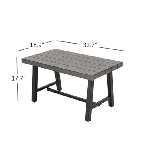 Grand patio Outdoor Coffee Table, 32 Inch Side Table Modern Rectangle with Faux Wood Tabletop Fits with Conversation Set
