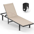 Oasbira Chaise Lounge Outdoor, Aluminum Pool Lounge Chairs with Wheels, 5 Adjustable Backrest - Easy to Move- Outdoor Lounge Chairs for Deck, Beach, Poolside (Khaki)