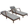 Outsunny Wicker Chaise Lounge Chair Outdoor Set of 2, 5-Position Adjustable Reclining Pool Lounge Chairs with Wheels, Rattan Outdoor Lounger with Cushion, Armrests for Poolside Beach Backyard, Gray