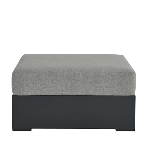 Modway Tahoe Aluminum Ottoman Gray with Weather-Resistant Cushion-Ideal as Outdoor Footstool, Patio or Sunroom Furniture