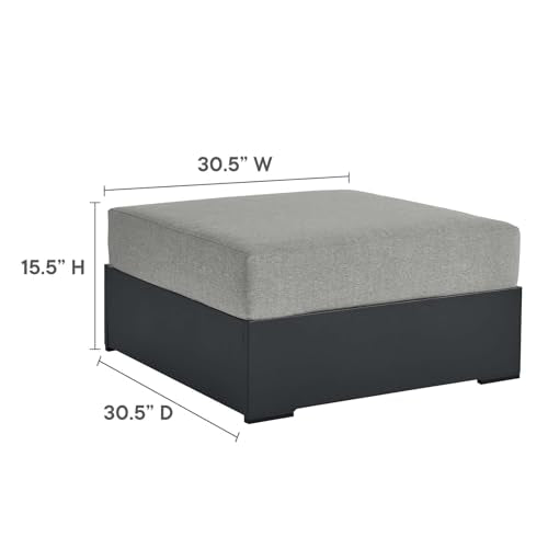 Modway Tahoe Aluminum Ottoman Gray with Weather-Resistant Cushion-Ideal as Outdoor Footstool, Patio or Sunroom Furniture