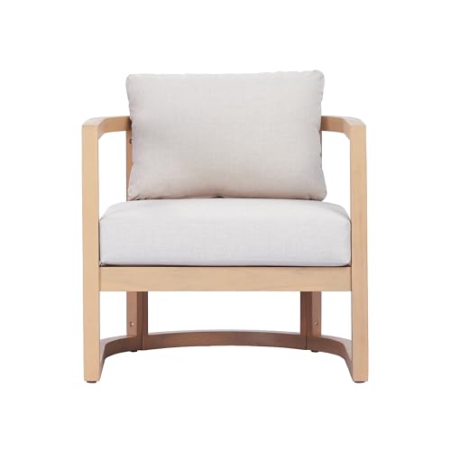 Christopher Knight Home Fido 5-Seater Patio Furniture Set with Cushion, 4 Piece Outdoor Acacia Wood Conversation Set, Solid Wood Outdoor Sectional Sofa Set with Coffee Table, Light Teak+Beige