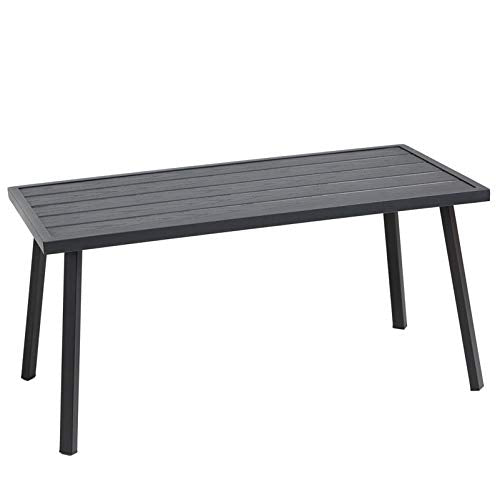 C-Hopetree Small Metal Outdoor Coffee Side Table for Outside Patio, Rectangle, Black