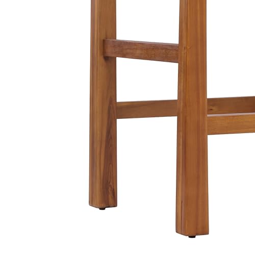 Christopher Knight Home 2-Pack Outdoor Counter Height Bar Stools with Backrest, Acacia Wood Frame Woven Wicker, 28" Patio Bar Chairs with Teak Finish for Deck Balcony Outdoor Bar Table, Light Brown