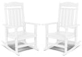 FOOWIN Patio Rocking Chairs Set of 2,HDPE High Back Porch Rocker,All Weather Resistant Poly Lumber Outdoor Porch Rocker, Rocking Chairs for Outdoor, Indoor, Patio, Deck, Garden White