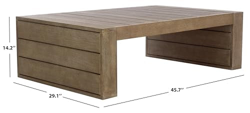 SAFAVIEH Couture Outdoor Collection Santiago Natural Solid Wood Coffee Table