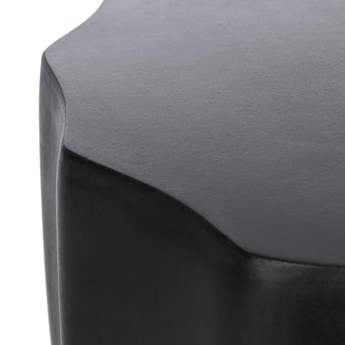 SAFAVIEH Outdoor - Jaslyn Accent Stool - Black Concrete - Modern Sculptural Drum Design - Ideal for Living Room, Patio, Deck, Sunroom, 15.3" W x 15.3" D x 17.7" H (VNN1010C)