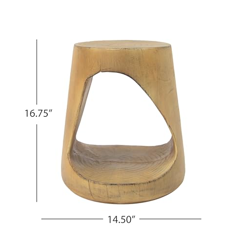 Christopher Knight Home Outdoor Side Table,Hollow Design End Table,Patio Garden Stool Table,Decorative Accent Table for Patio Balcony Beach Pool Side,Lightweight Concrete,Wood Like Texture,Natural