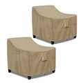 PureFit Outdoor Chair Covers Waterproof 2 Pack Patio Furniture Lawn Chair Covers for Outdoor Furniture with Air Vent and Padded Handles, Fits up to 32W x 37D x 36H Inches, Camel