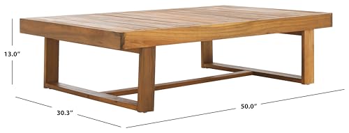 SAFAVIEH Outdoor - Duncan Natural Brown Slatted Top Solid Wood Coffee Table (PAT7331A)