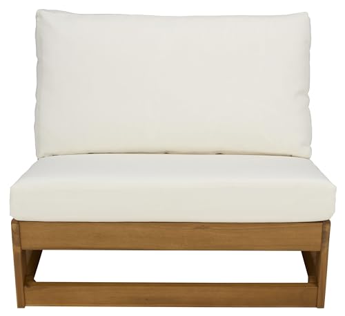 SAFAVIEH Outdoor - Duncan Chair Set of 2 - Natural & Beige Solid Wood - Weather Resistant - Ideal for Patio, Deck, Backyard, 32.68" W x 34" D x 24.4" H (PAT7336A-SET2)