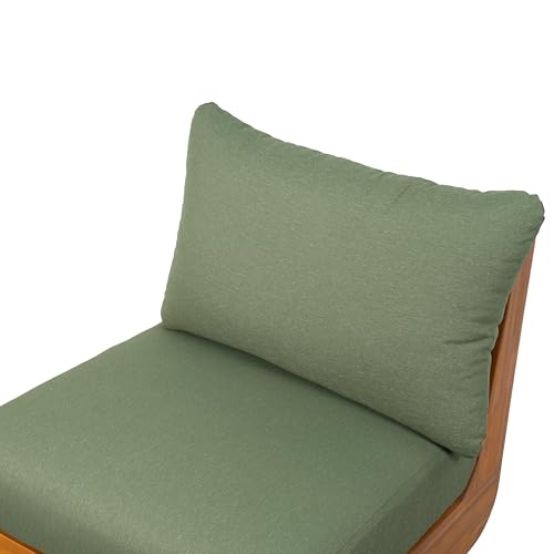 Christopher Knight Home Poppy Outdoor Club Chair with Water Resistant, Acacia Wood Lounge Chair Outdoor, Patio Low Profile Accent Chair, Comfy Reading Chair for Garden Backyard, Teak + Green