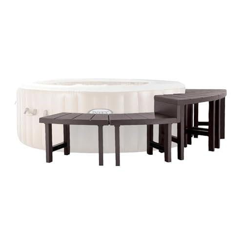 Intex Set of 4 PureSpa Benches, 2 Medium and 2 Tall Bench Accessories Compatible with Inflatable Hot Tub 4 Person Spas (Bench Accessories Only)