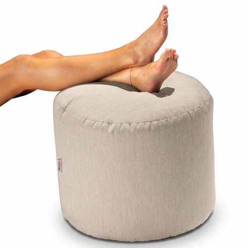 Jaxx Spring Indoor/Outdoor Bean Bag Pouf Ottoman, Sunbrella Flax