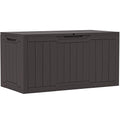 YITAHOME 100 Gallon Outdoor Storage Box, Large Water Resistant Resin Deck Box, Indoor Outdoor Lockable Storage Container for Patio, Garden, Cushions, Tools, Equipment (Dark Brown)