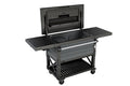 Keter 89.8 Qt Portable Outdoor Patio Cooling Chest, Ice Chest Beverage Party Bar Cart Table with Swivel Wheels, Shelves, and Bottle Opener, Graphite