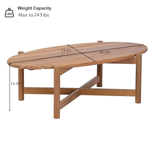 Christopher Knight Home Bubi 5-Seater Patio Furniture Set with Cushion, 4 Piece Outdoor Acacia Wood Conversation Set, Sold Wood Outdoor Sectional Sofa Set with Coffee Table, Teak+Beige