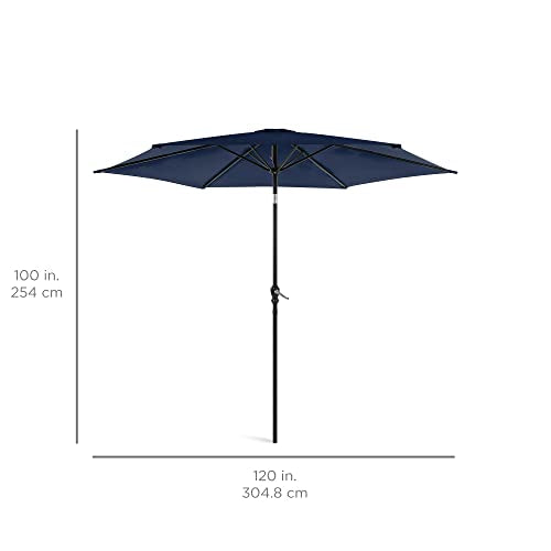 Best Choice Products 10ft Outdoor Patio Umbrella, Outdoor Table Umbrella, Yard Umbrella, Market Umbrella with 8 Sturdy Ribs, Push Button, Tilt and Crank - Navy Blue