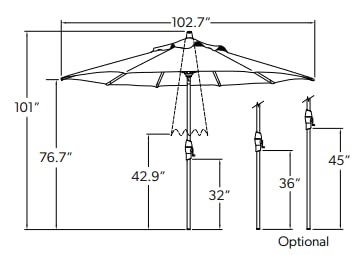 Treasure Garden 9ft Patio Umbrella - Outdoor Furniture Market Umbrella – Deluxe Auto-Tilt – Bronze Aluminum Frame (Sunbrella, Antique Beige)