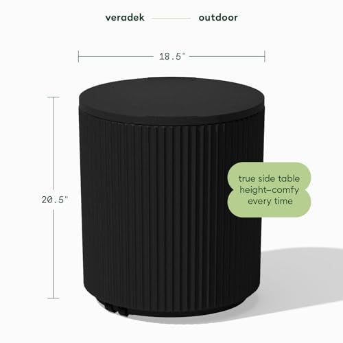Veradek Outdoor Cooler Side Table - 2 in 1, Black, 21 inch