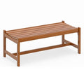 Tangkula Outdoor Wood Bench Backless, Solid Hardwood Patio Dining Bench with Teak Oil Finish & Curved Seat, Farmhouse Wooden Slat Bench for Porch, Garden, Entryway, Poolside, Backyard (1)