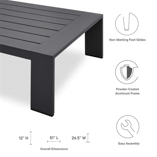 Modway Tahoe Aluminum Outdoor Patio Coffee Table in Gray